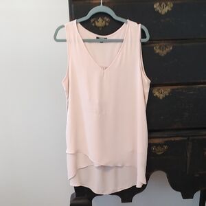 Premise Soft Blush Layered V-Neck Sleeveless Tank